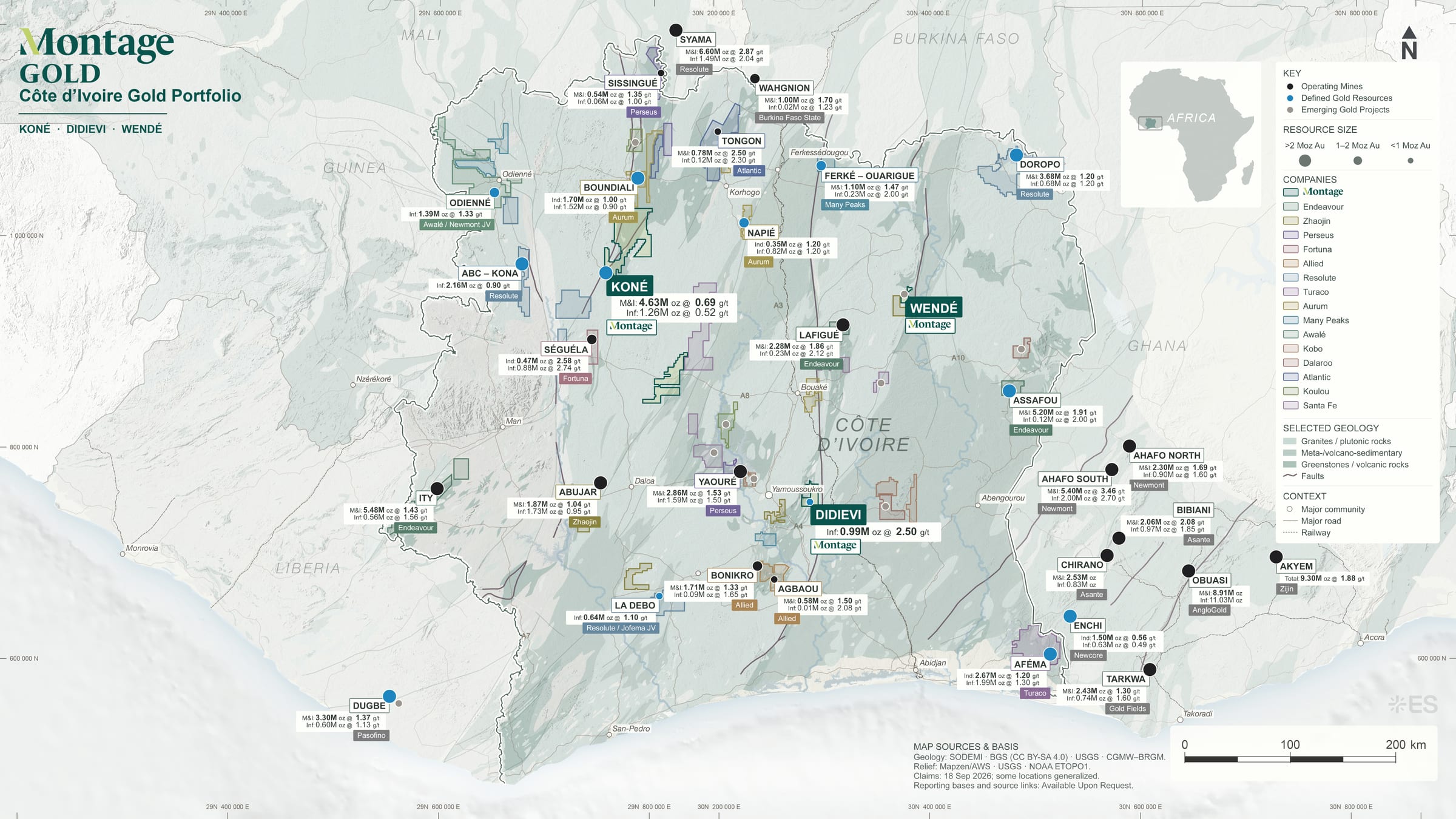 Montage Gold&rsquo;s C&ocirc;te d&rsquo;Ivoire gold portfolio &mdash; Kon&eacute;, Didievi and Wend&eacute; among the country&rsquo;s gold mines and resources