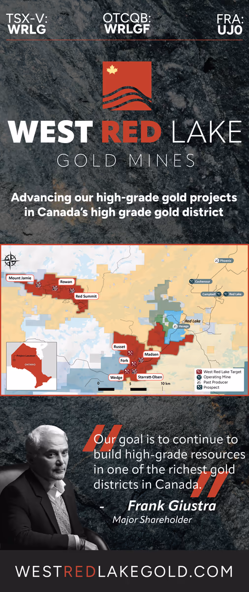 West Red Lake Gold pull-up banner carrying the identity at booth scale