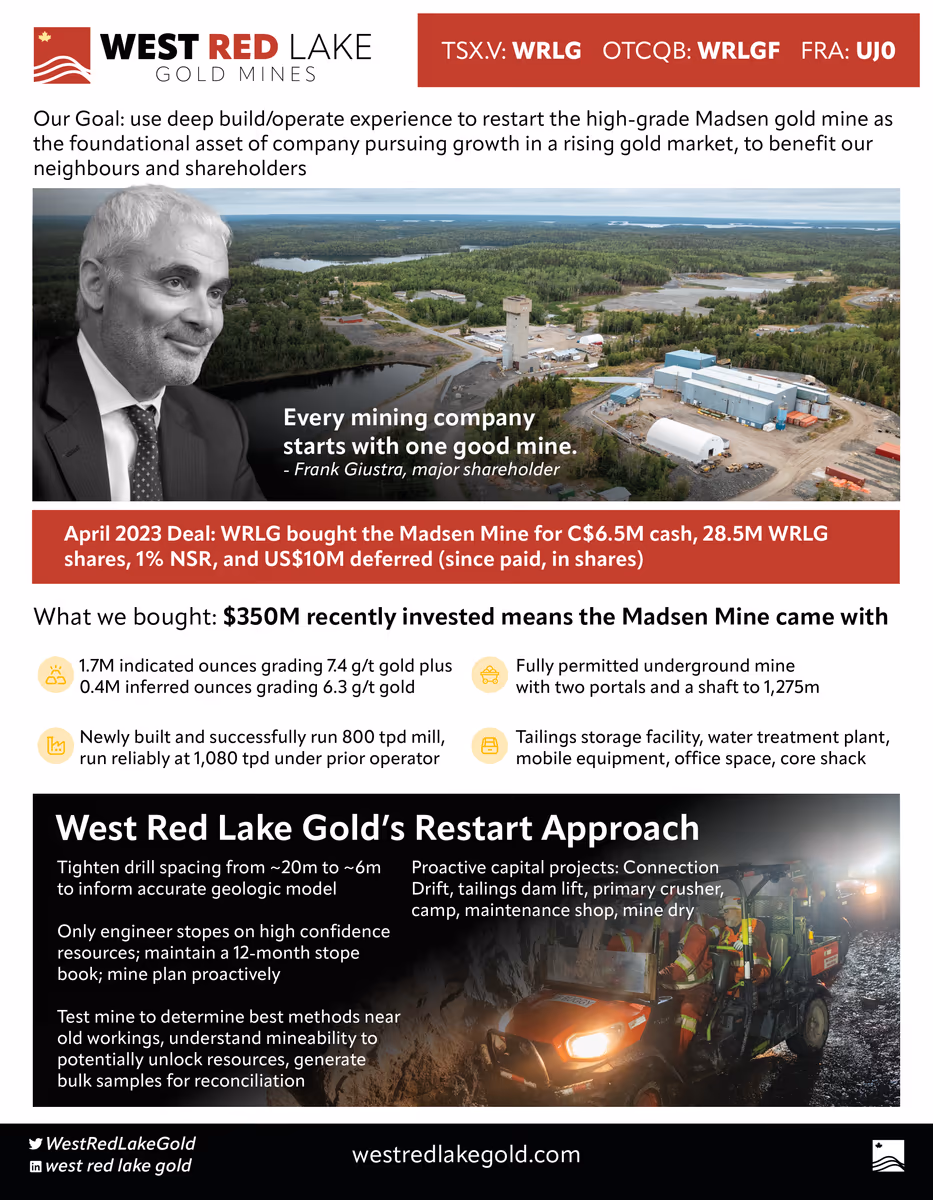 West Red Lake Gold one-page fact sheet in the same identity