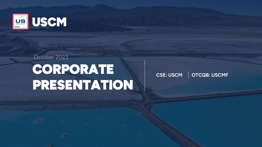 US Critical Metals investor presentation cover