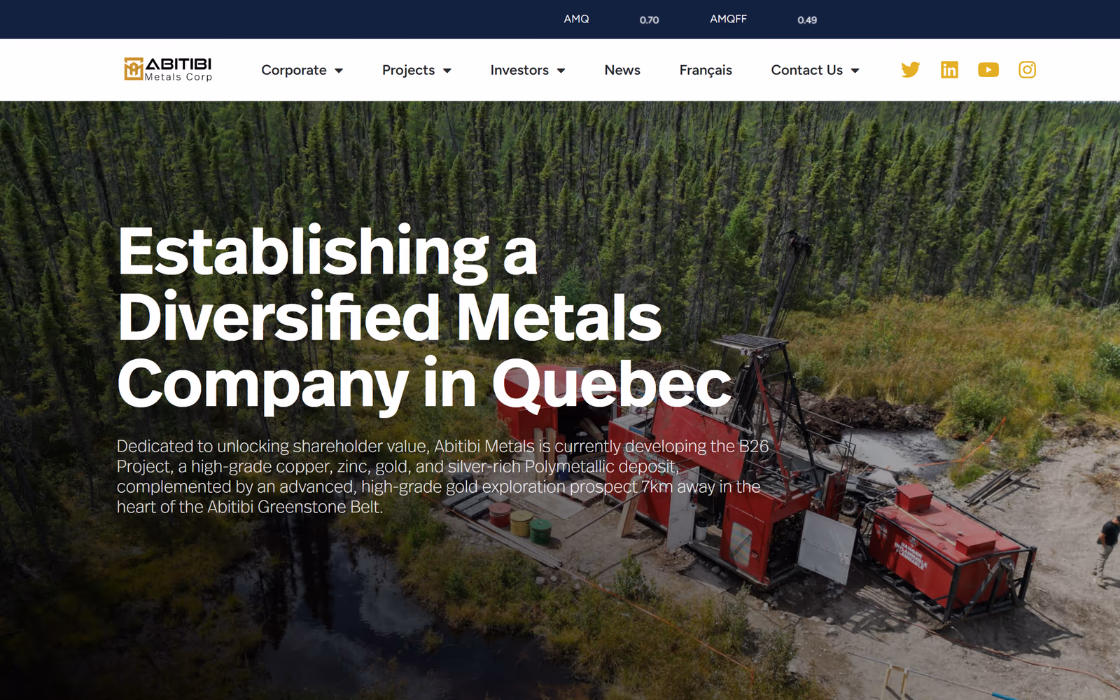 Abitibi Metals website built by Exploration Sites