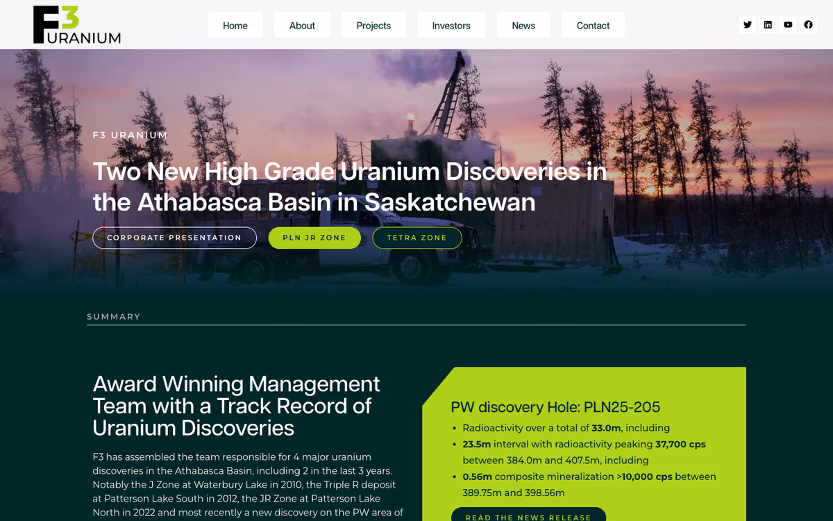 F3 Uranium website built by Exploration Sites