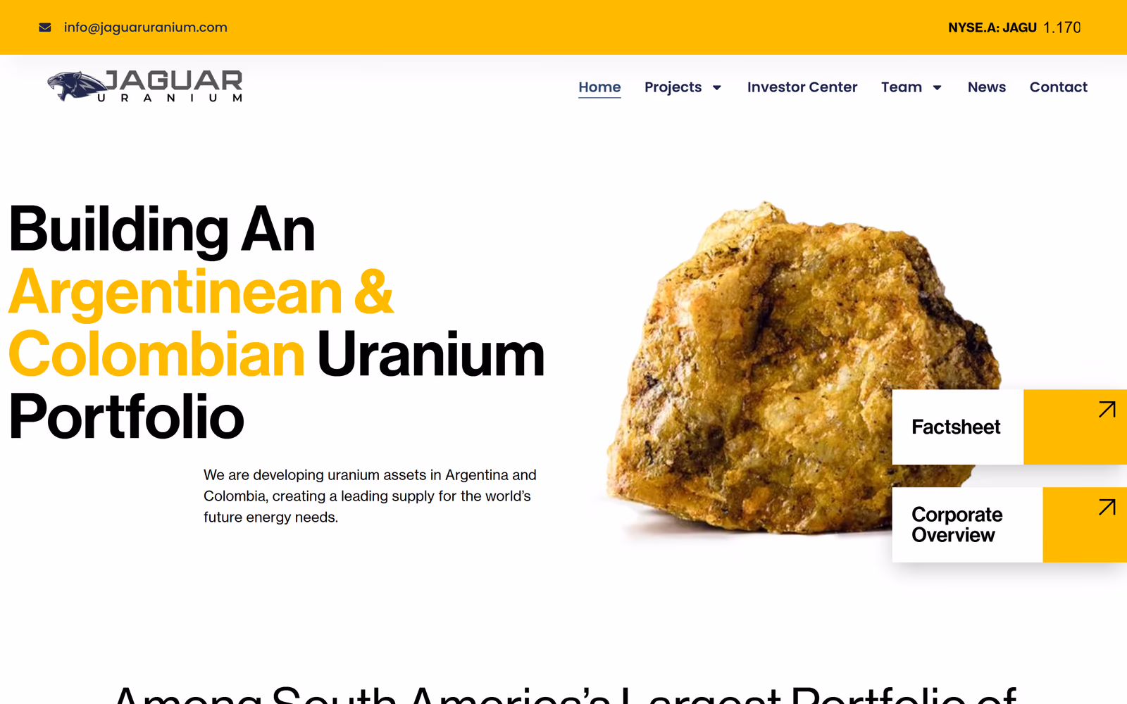 Jaguar Uranium website built by Exploration Sites