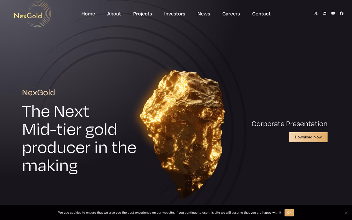 NexGold Mining website built by Exploration Sites