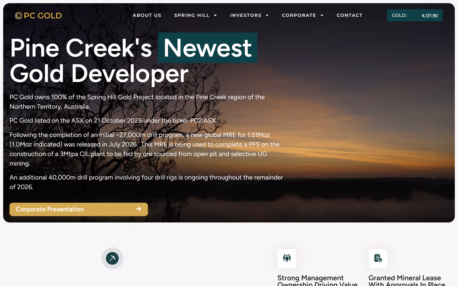 PC Gold website built by Exploration Sites