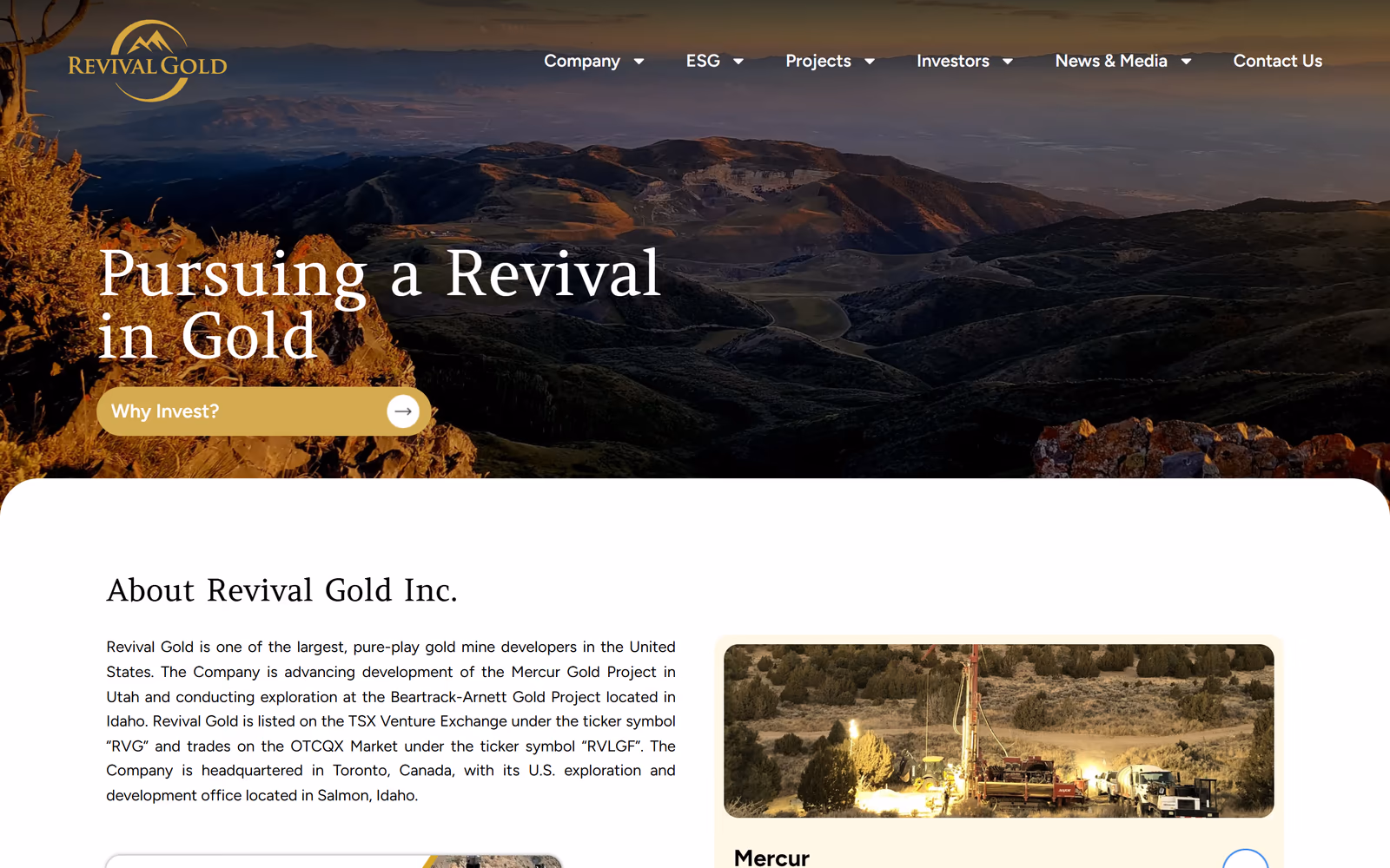 Revival Gold website built by Exploration Sites