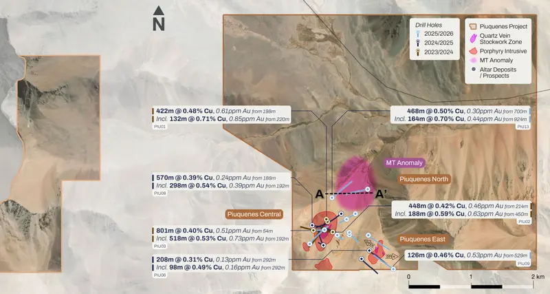 Piuquenes drilling regional view produced for Andina Copper