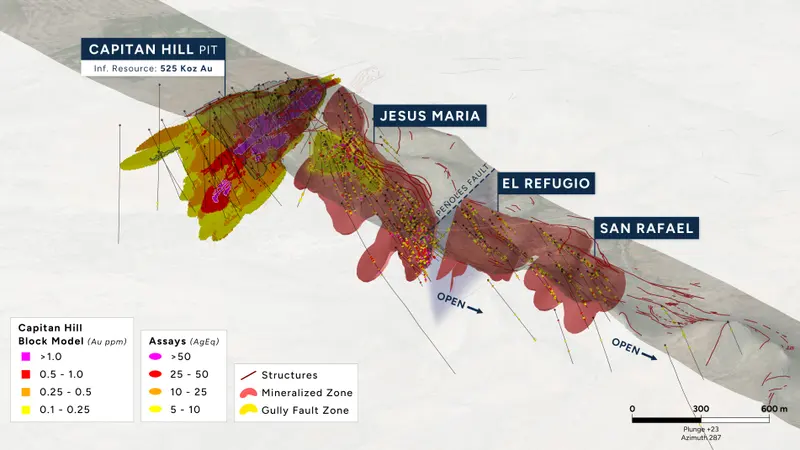 Jesús María oblique drilling view produced for Capitan Silver