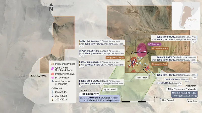 Piuquenes drilling wider view map