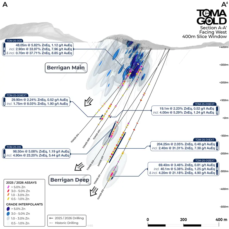 Berrigan cross-section produced for Toma Gold