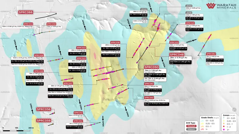 News-release drill-hole map produced for Waratah Minerals