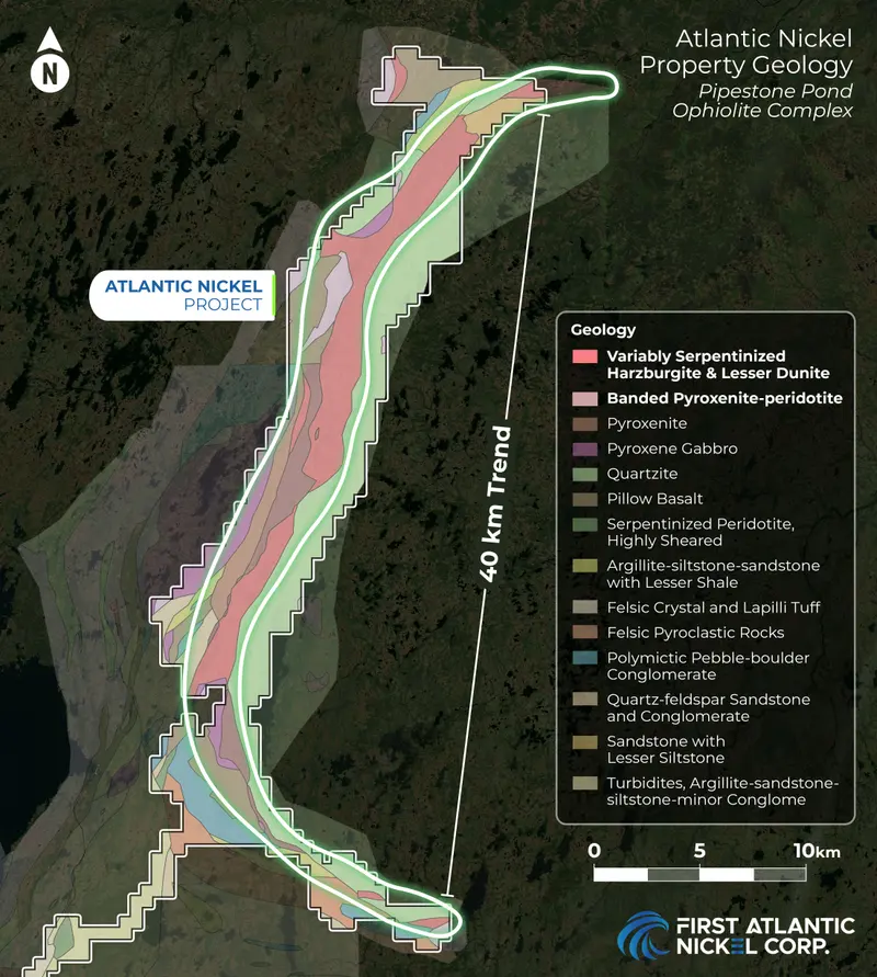 Atlantic Nickel property geology map produced for First Atlantic Nickel