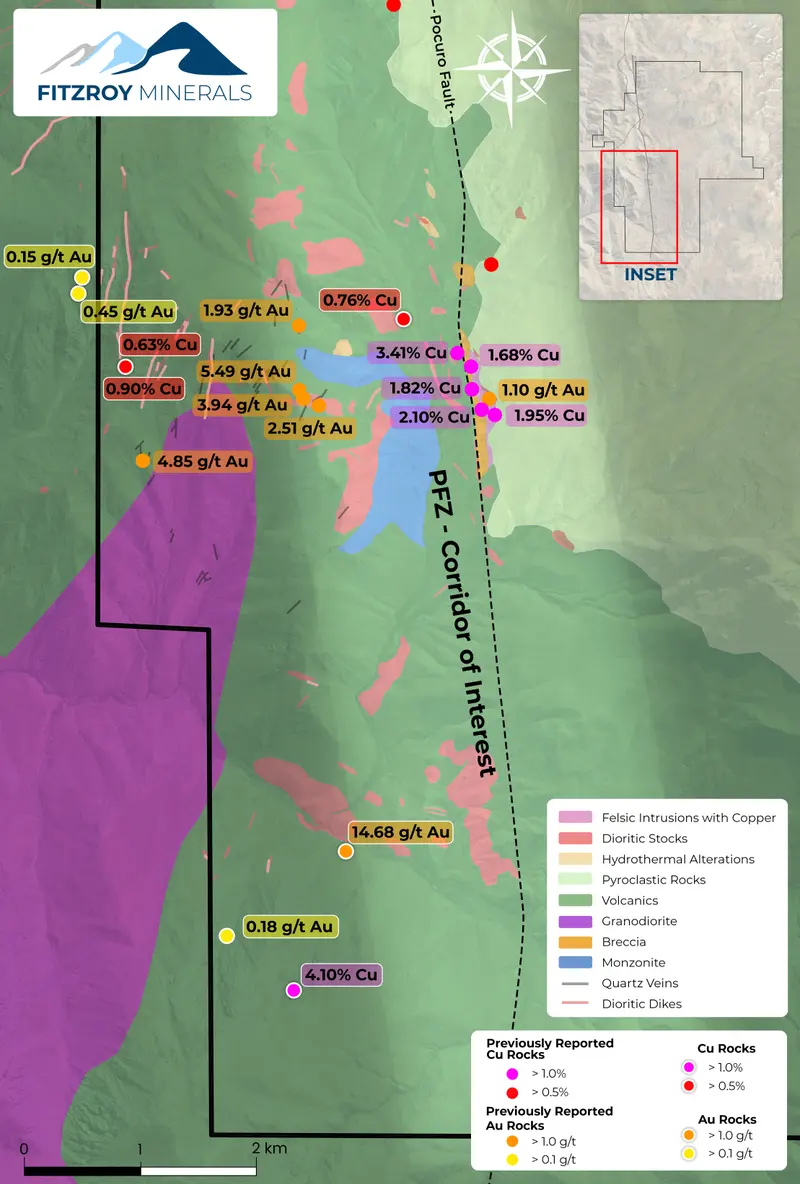 Caballos geology map produced for Fitzroy Minerals