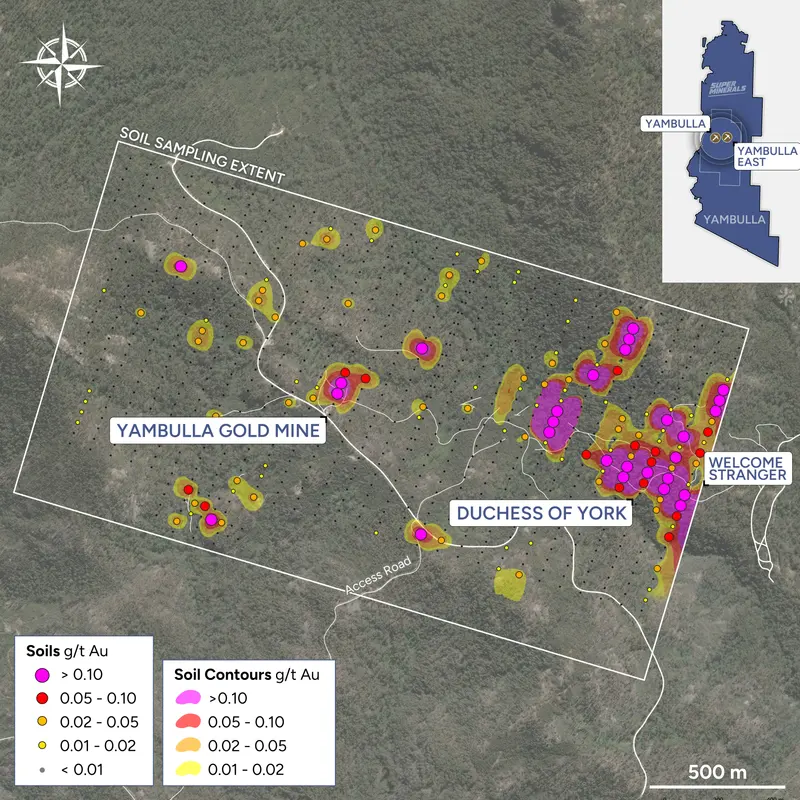 Yambulla soil geochemistry map produced for Super Minerals