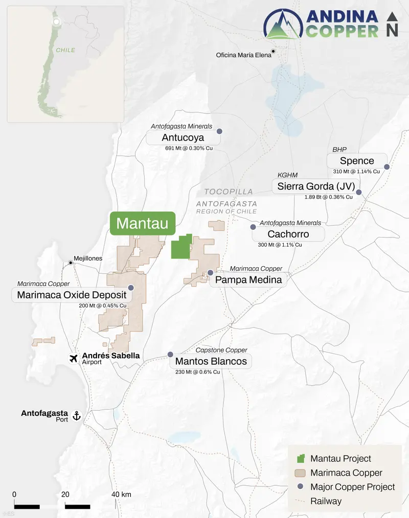 Mantau district claims map produced for Andina Copper