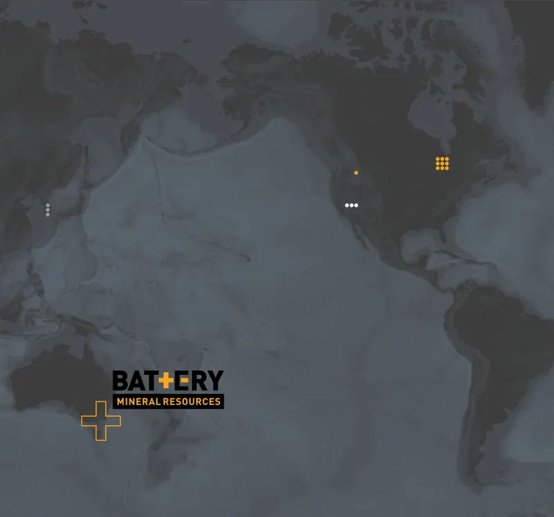 Global project locator map produced for Battery Mineral Resources