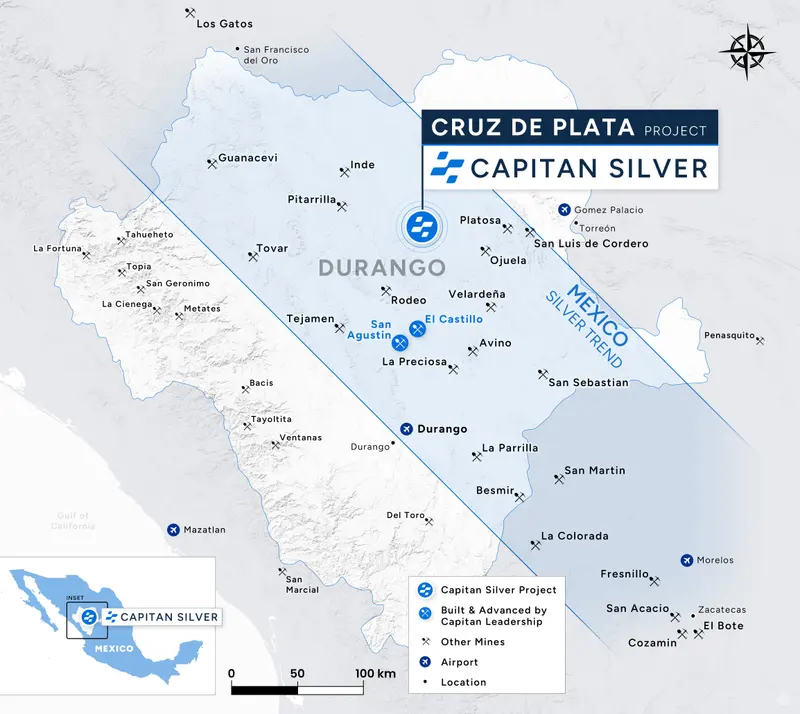 Durango provincial locator map produced for Capitan Silver