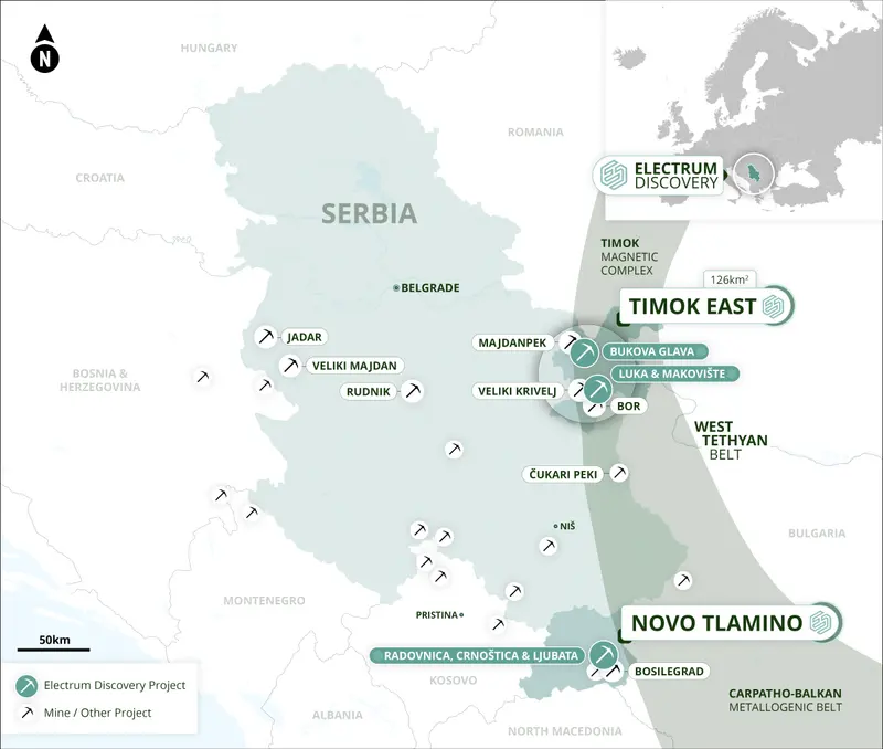 Serbia regional locator map produced for Electrum Discovery