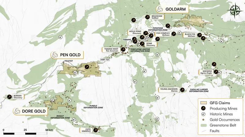 Ontario greenstone claims map produced for GFG Resources