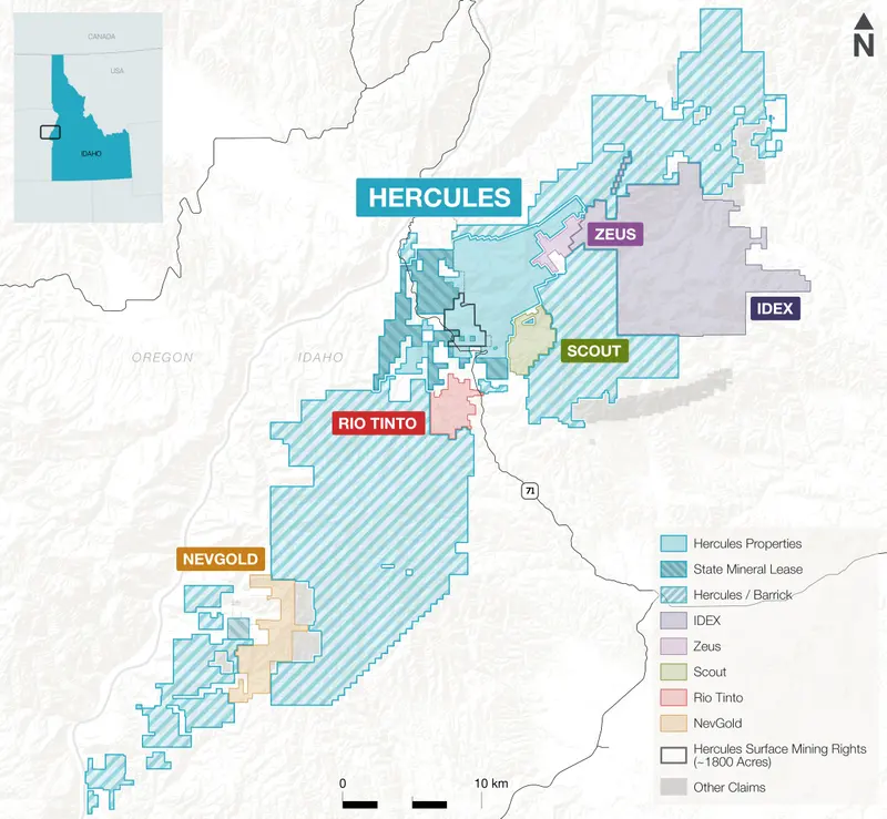 Idaho area-play map produced for Hercules Metals