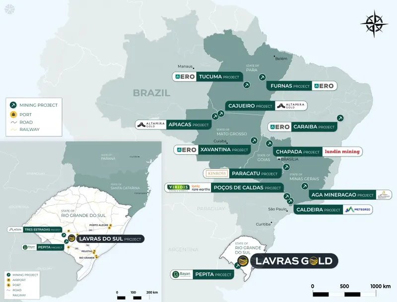 Brazil regional locator map produced for Lavras Gold