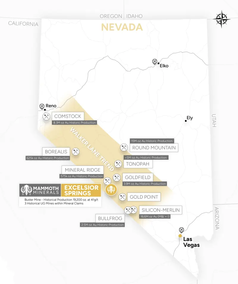 Nevada regional projects locator map produced for Mammoth