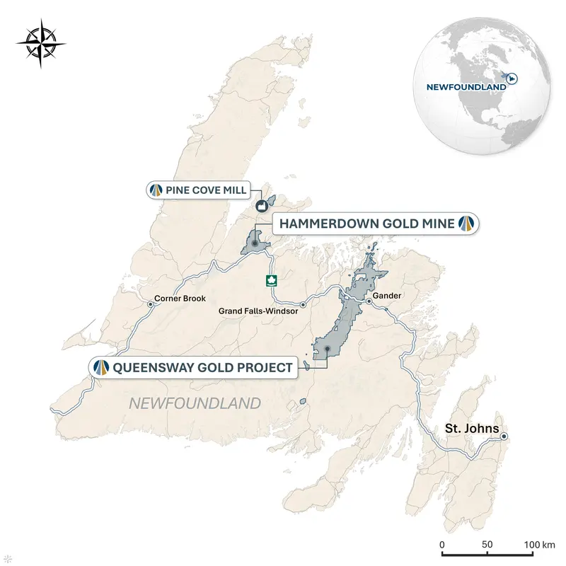 Newfoundland regional locator map produced for New Found Gold