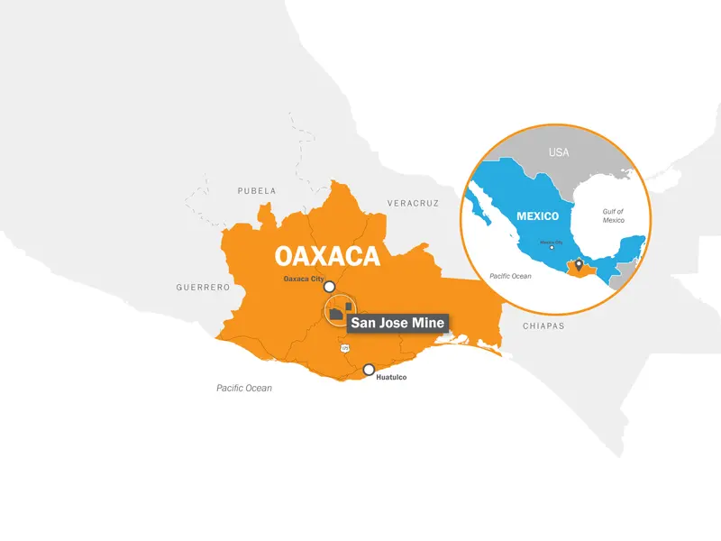 Oaxaca, Mexico regional locator map