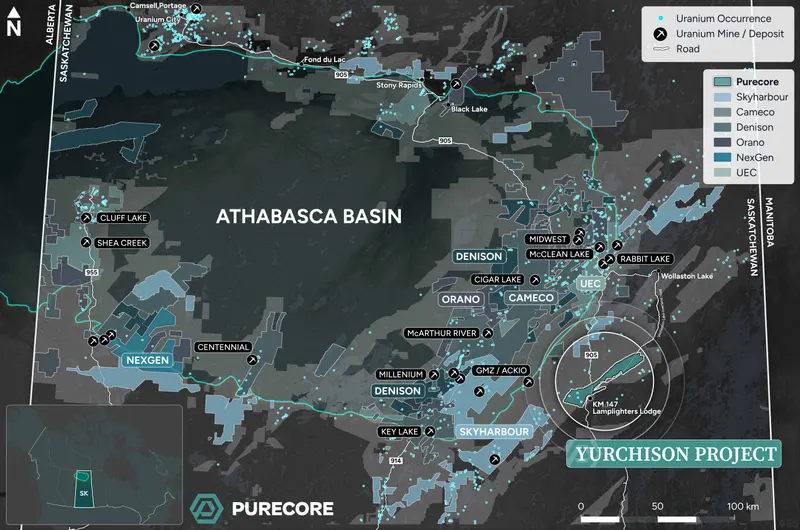 Athabasca Basin area-play map produced for PureCore