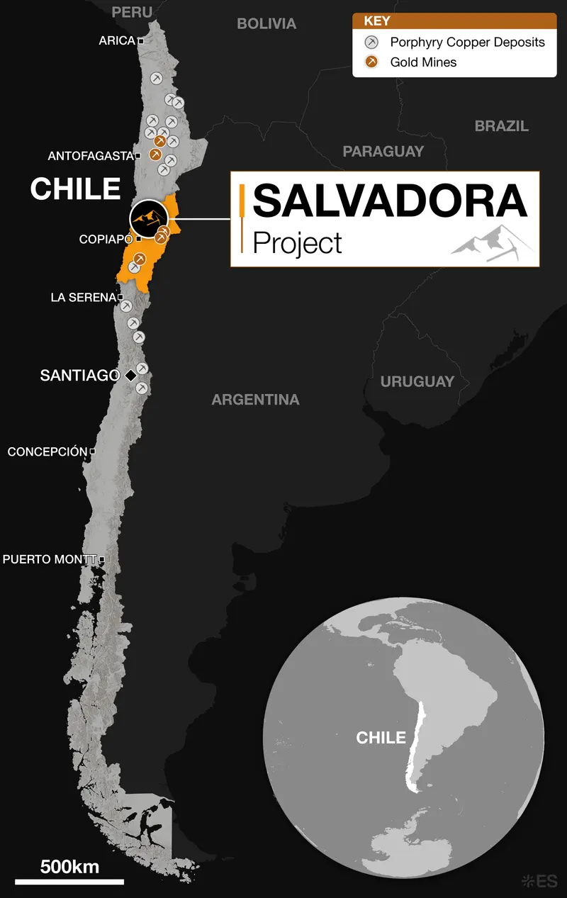 Chile regional locator map for the Salvadora project