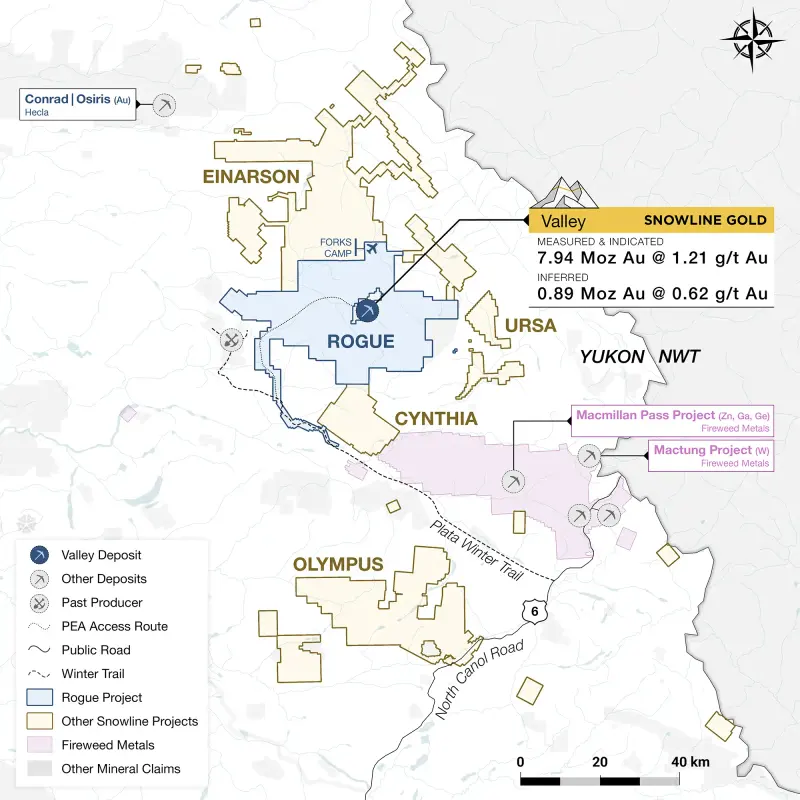 Rogue project infrastructure map produced for Snowline Gold