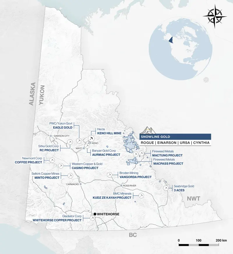 Yukon regional locator map produced for Snowline Gold