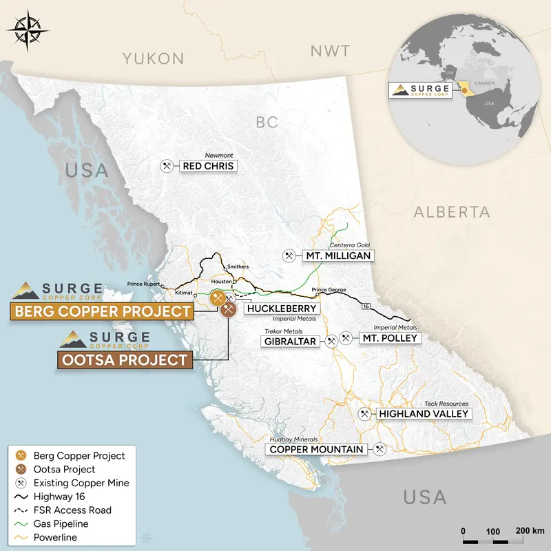 British Columbia locator map produced for Surge Copper