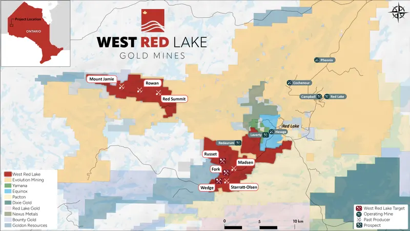 Red Lake district ownership map produced for West Red Lake Gold