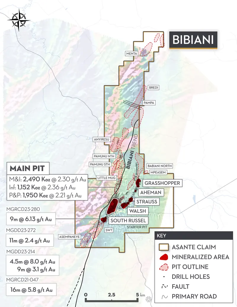 Bibiani claim map produced for Asante Gold