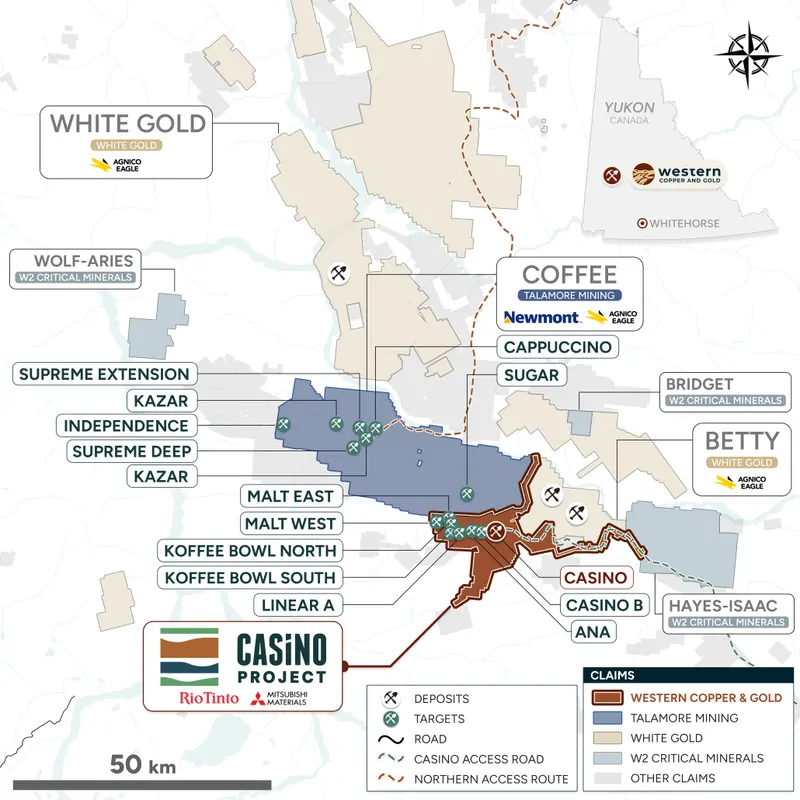 Coffee–Casino corridor targets map, Yukon