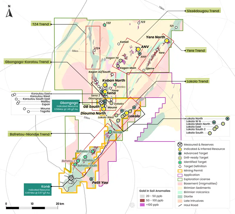 Regional targets and trends map produced for Montage Gold