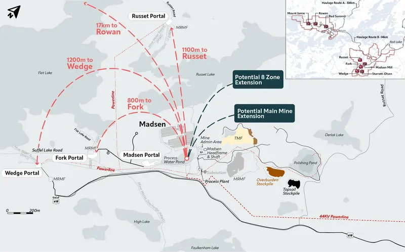 Madsen distances to satellite targets produced for West Red Lake Gold